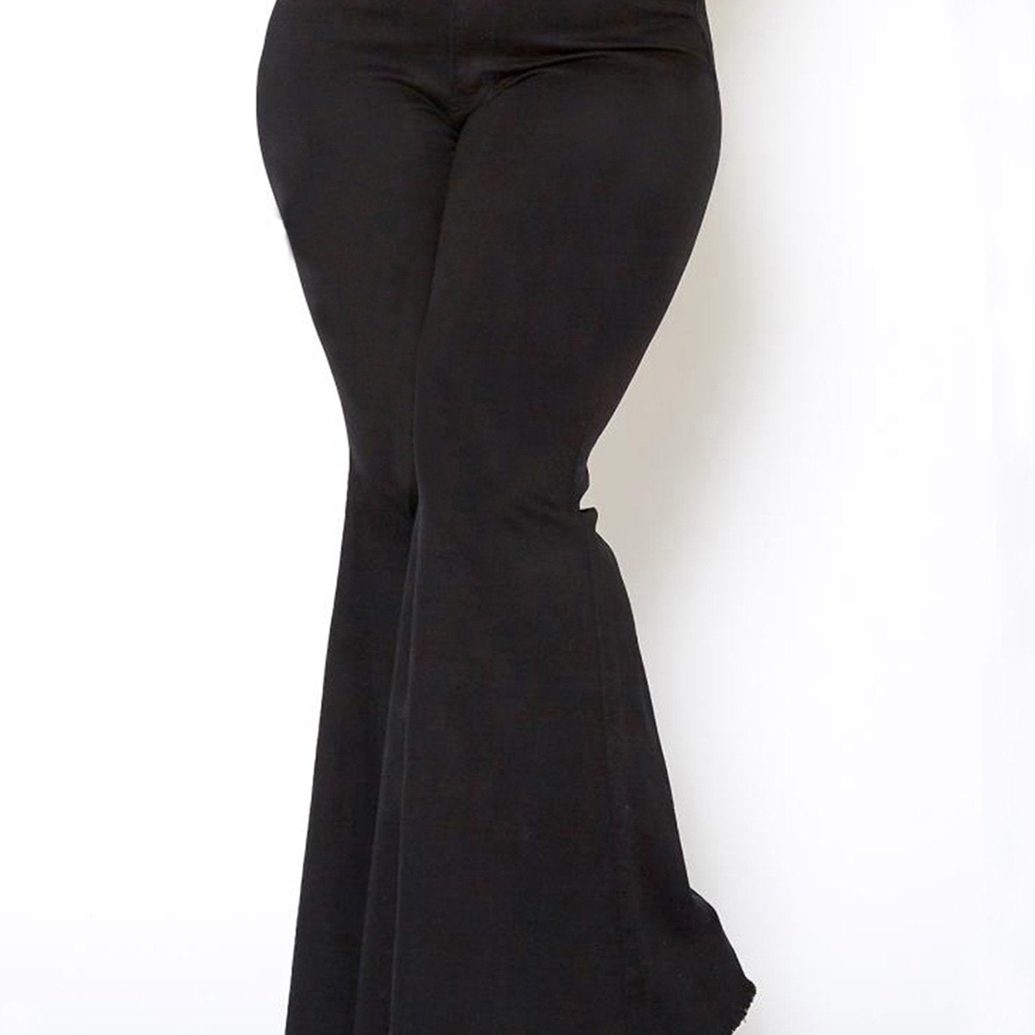 Flared Leg Jeans - Button Fly High Waist Denim