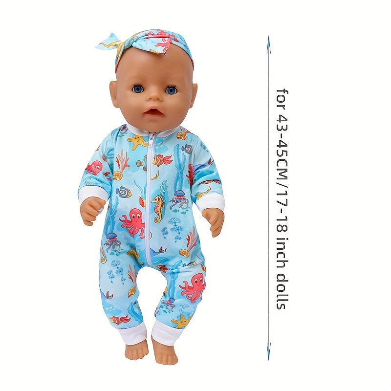 Onesie Headband Doll Clothes for 43-45cm Dolls