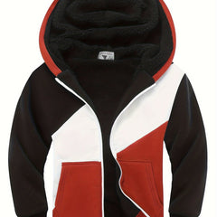 Boys Block Zip Up Hooded Jacket