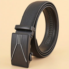 Men's Casual Middle Youth Jeans Leather Belt with Automatic Buckle