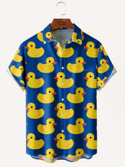 Duck Print Men's Short Sleeve Shirt With Chest Pocket