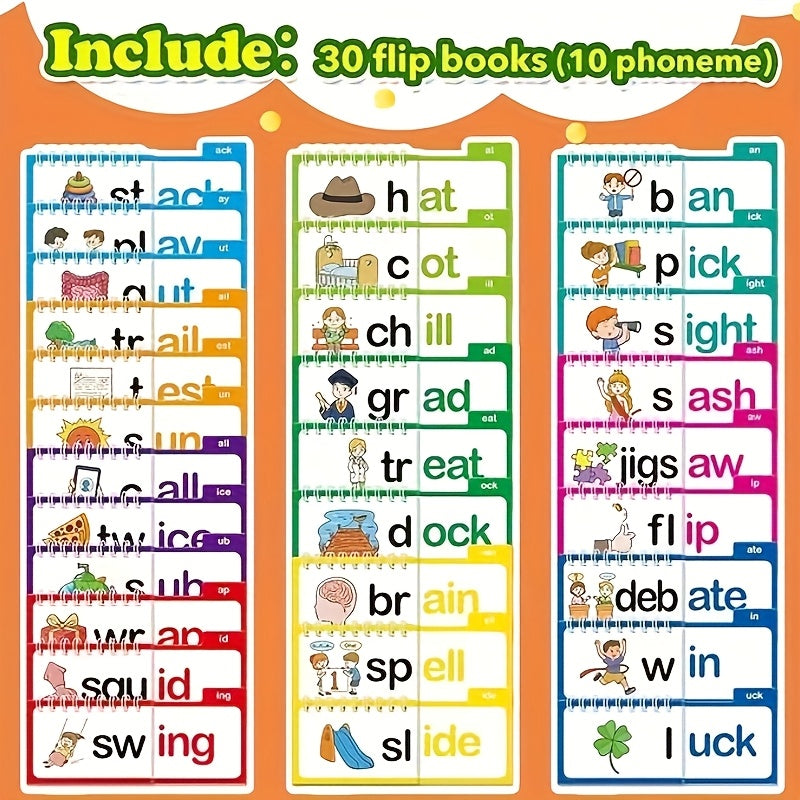 Alphabet Family Letter Sound Flashcards Phonics Learning Cards Rhyming Flip Book