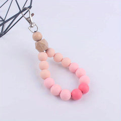Silicone Beaded Keychain Bracelet For Women Car Keyring Holder Wristlet Bangle