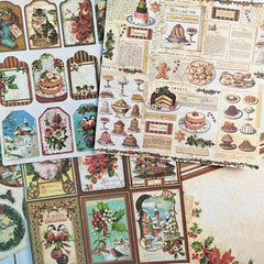 Vintage Merry Christmas Santa Claus Scrapbook Papers - 12pcs Pack