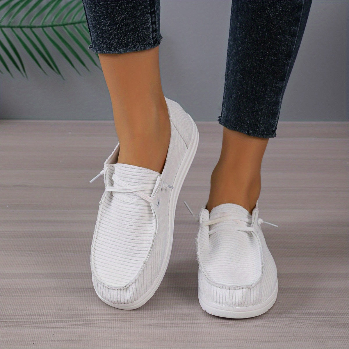 Women's Corduroy Loafers Slip On Flat Solid Shoes