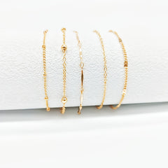 5pcs Round Beaded Layered Anklet Set - Minimalist Foot Jewelry