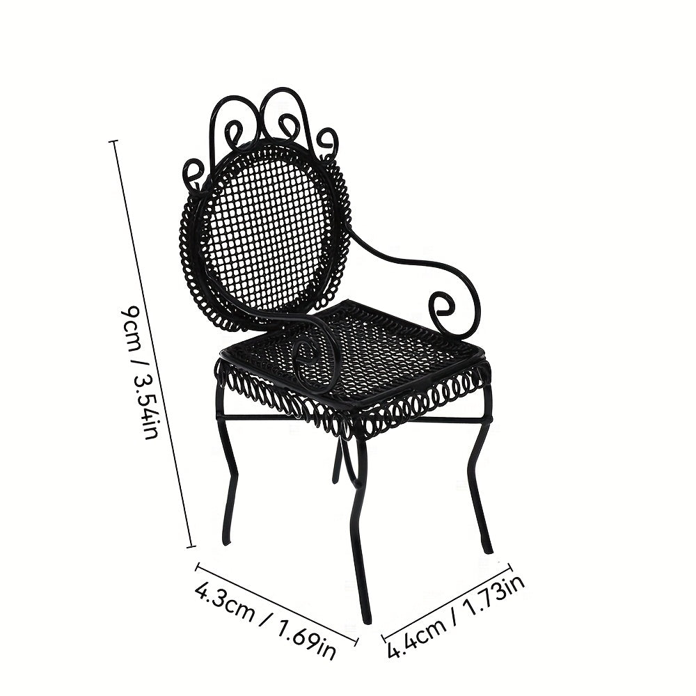 Dollhouse 1:12 Outdoor Garden Furniture Octagonal Iron Table and Chair Set