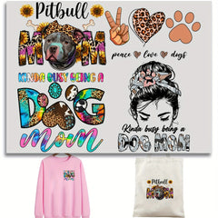 4pcs Dog Mom Love Iron On Stickers for T shirts Jeans Backpacks