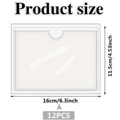 12 Pack Adhesive 16x11 Index Card Pockets Clear Plastic Labels Holders