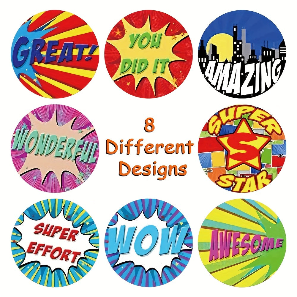 500pcs Cartoon Words Sticker Roll Hero Reward Sticker for Teachers Kids Boy