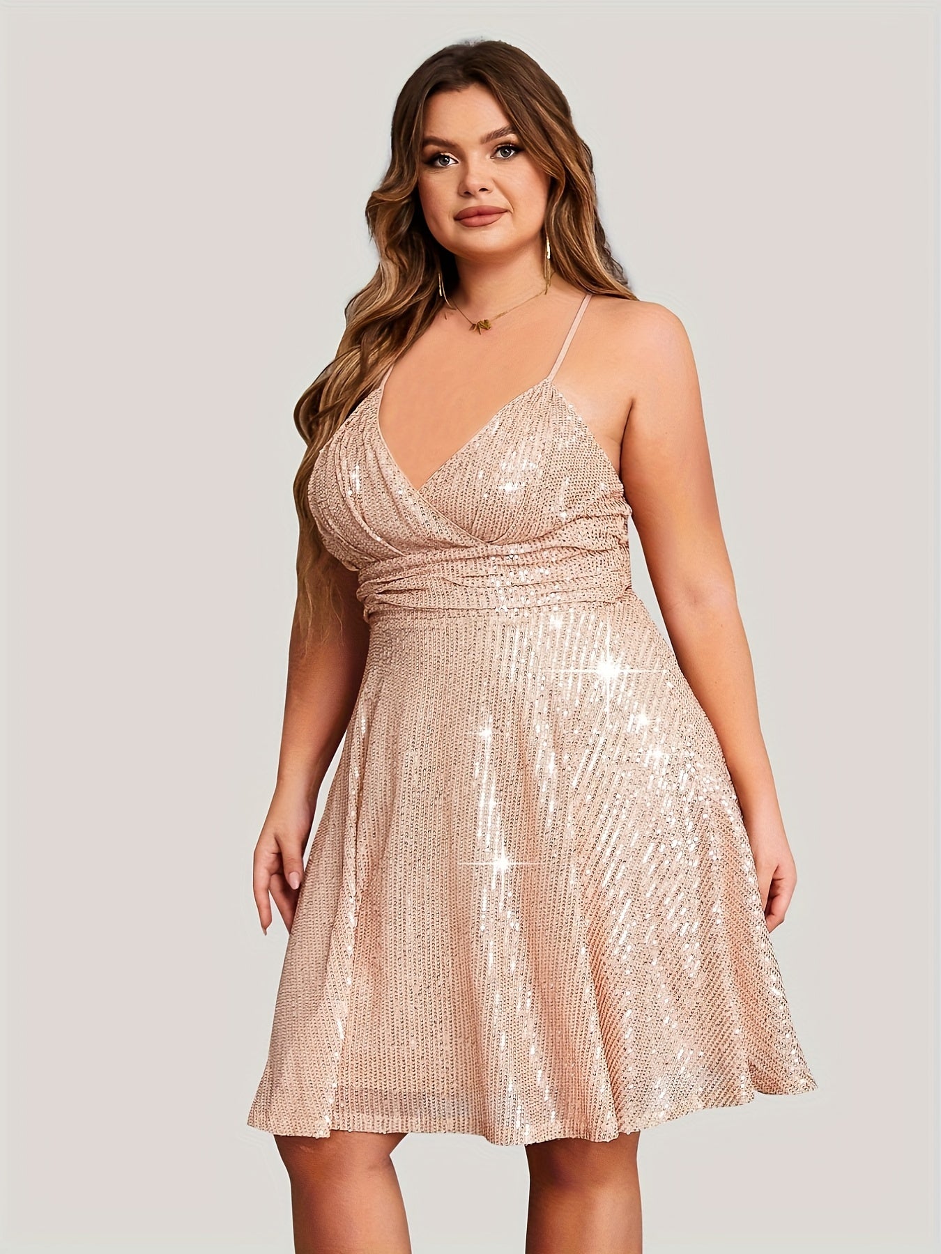 Sequin Surplice Neck Cami Dress