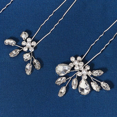 3pcs Wedding Dress Rhinestone Head Jewelry U Shaped Hairpin