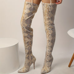 Stiletto Heeled Boots Pointed Toe Side Zipper High Boots