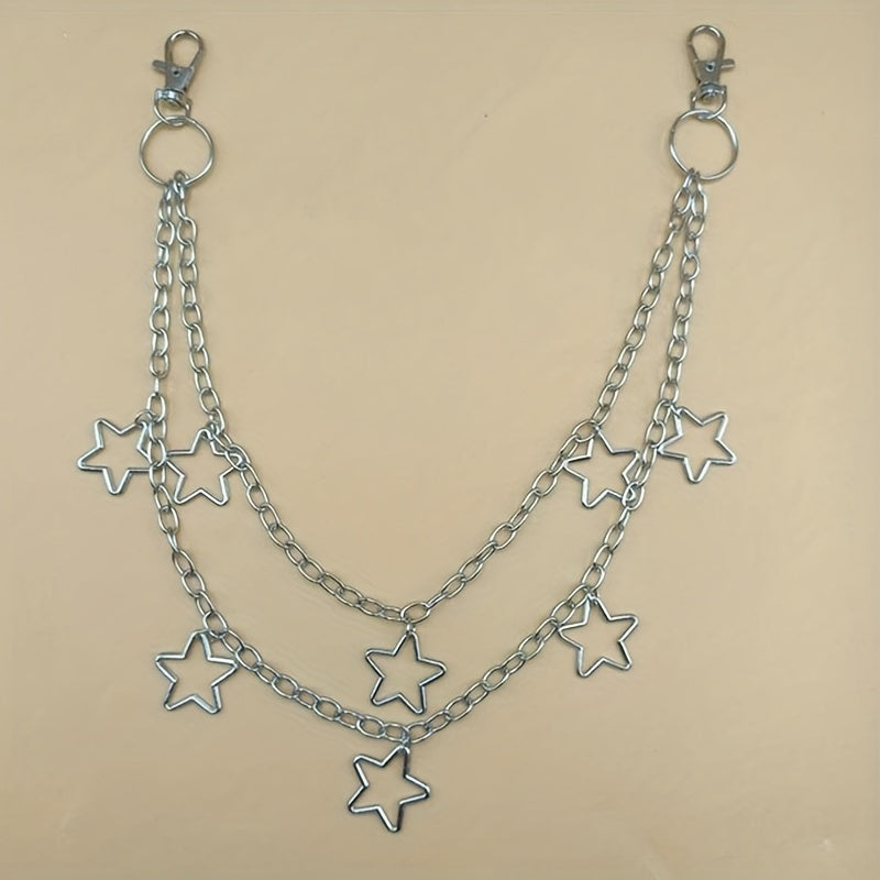 Retro Pentagram Multilayer Pants Chain Men's Waist Chain Y2K Jewelry