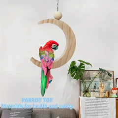 Bird Toy Parakeet Wood Swing Hanging Ring Chew Parrot Toys