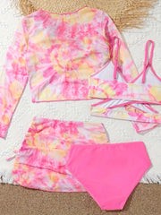 4pcs Tie Dye Swimsuit Set for Girls