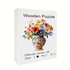 Floral Parrot Wooden Puzzle Colorful Animal Shapes Art Toy in Box