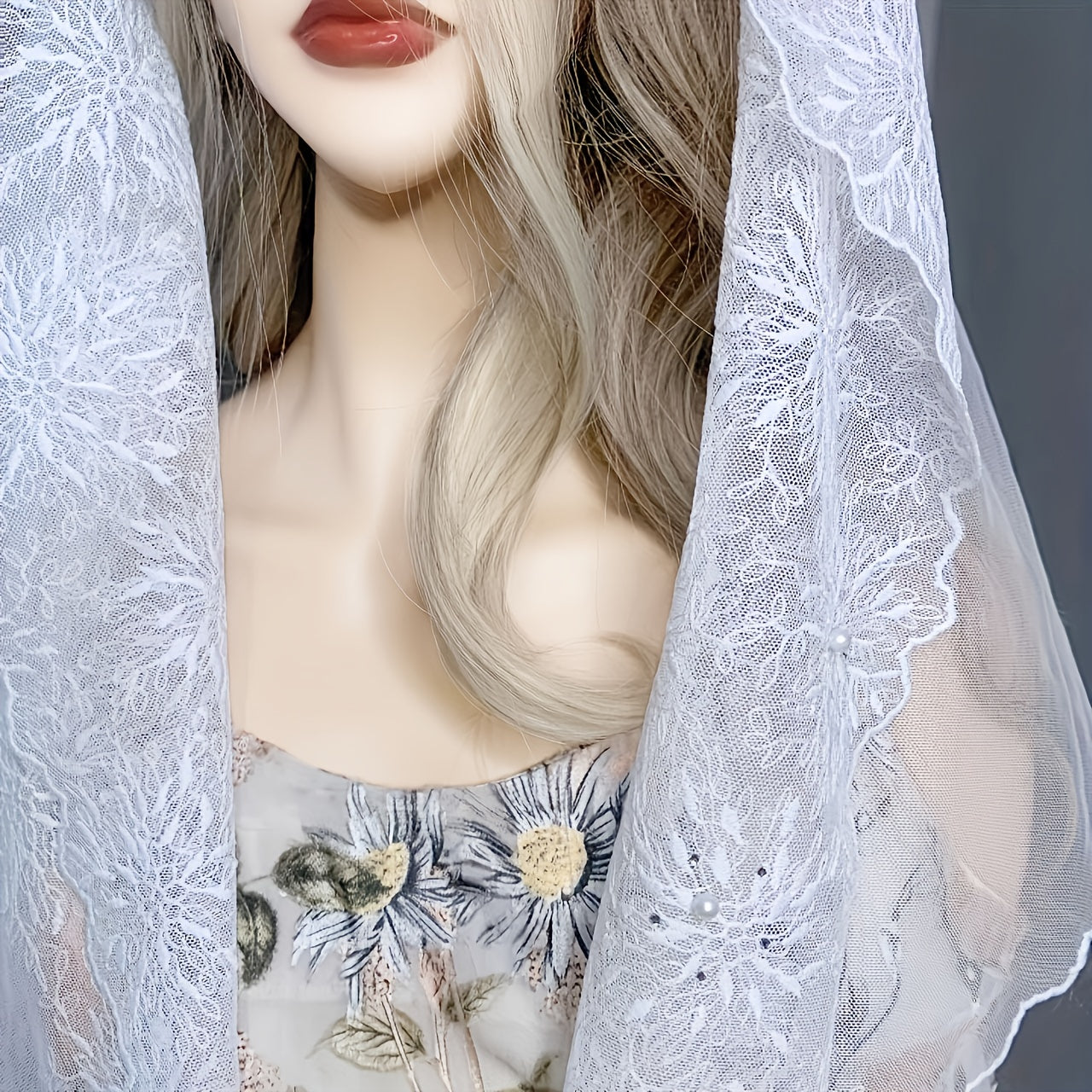 Lace Mantilla Veil Mesh Head Covering for Wedding Bridal