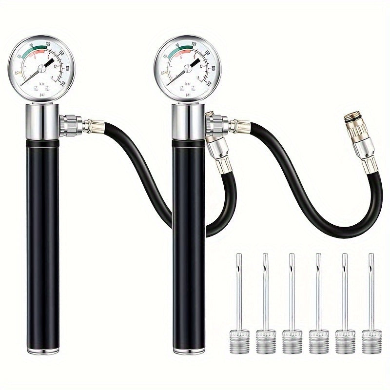 Ball Pump with Pressure Gauge & Needles for Sports Balls