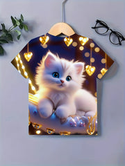 Cat Graphic Short Sleeve T shirt for Girls Summer Gift