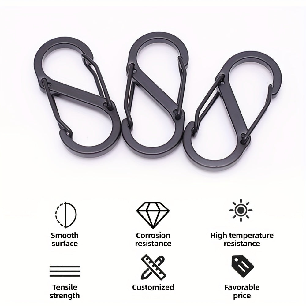 10pcs Stainless Steel S Type Carabiner Backpack Hanging Buckle Keychain
