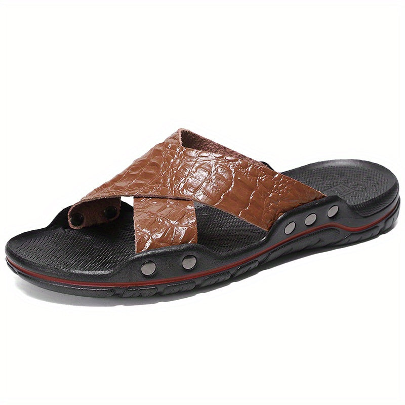 Men's Crocodile Pattern Quick Drying Slides