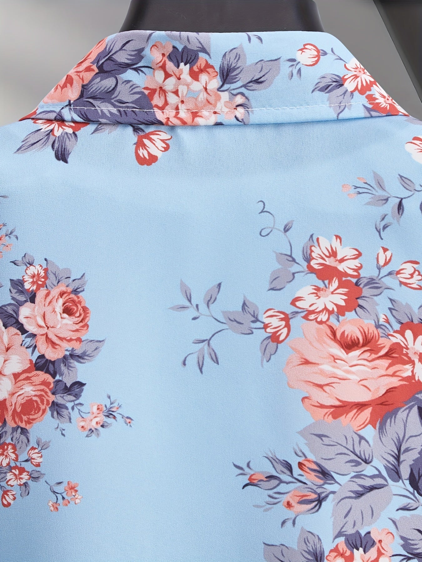 Men's Floral Print Short Sleeve Button Up Shirt