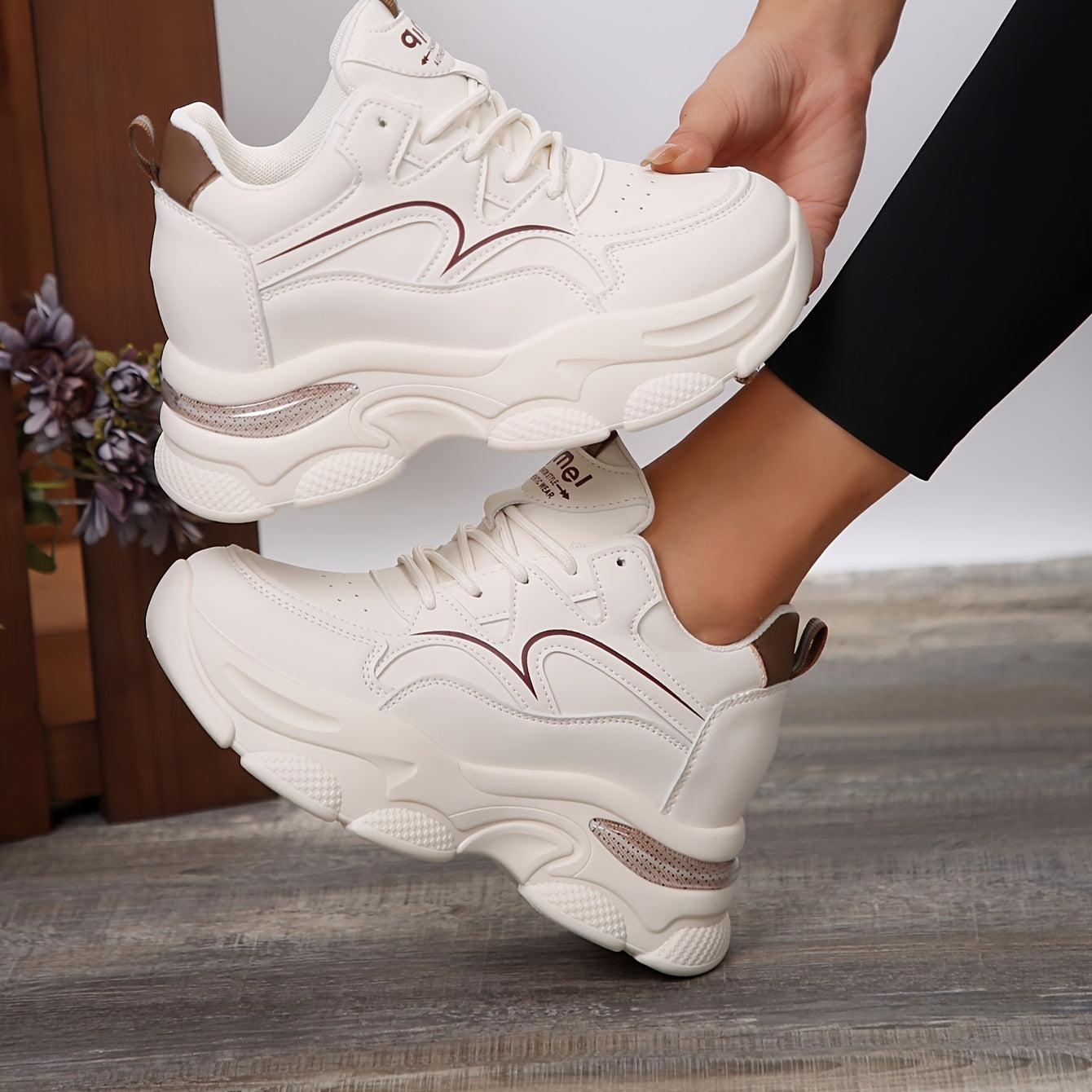Women's Waterproof Platform Sneakers Round Toe Casual Sports Shoes