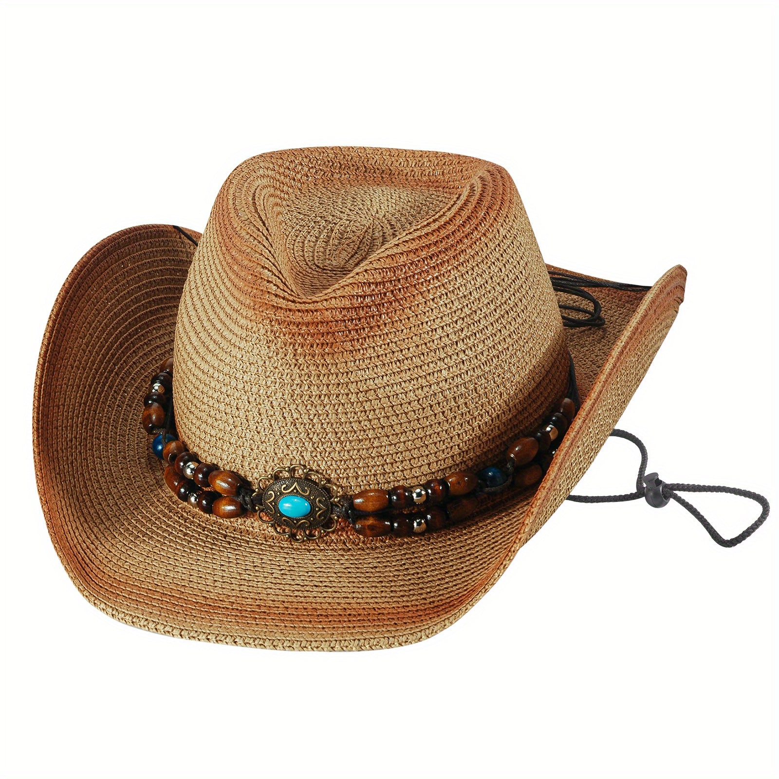 Ethnic Western Rolled Hat Cowboy Straw Hat