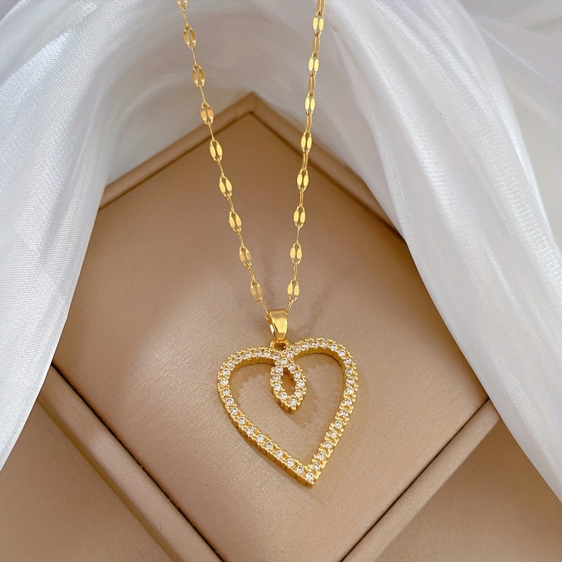 Stainless Steel Heart Love Pendant Necklace for Women Girl
