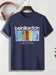 Men's Block Pattern T-shirt for Outdoor Activities