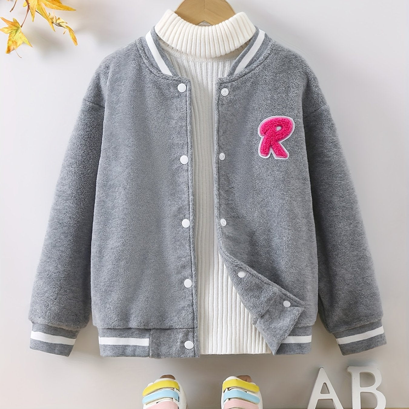 Girls Casual Fleece Varsity Jacket Warm Winter Clothes