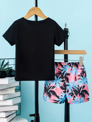 Boys Trees Print Casual Outfit T-shirt & Shorts Kids Summer Clothes S