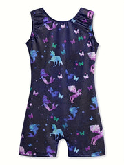 Unicorn & Mermaid Graphic Ballet Leotard Dance Suit for Girls