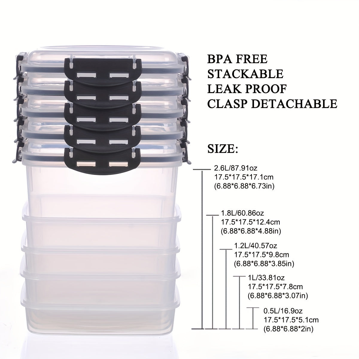5pcs Airtight Storage Container Set with Lids BPA Free Pantry Organization