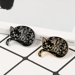 Enamel Sleepy Lazy Cat Pin Brooch for Clothing Bags Jackets