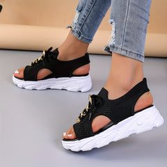 Mesh Breathable Sandals with Metal Buckle Decor