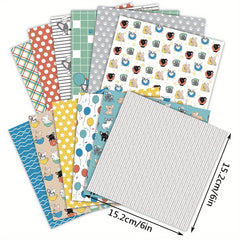 12pcs Rose Puppy Pattern Decor Paper DIY Scrapbook Background