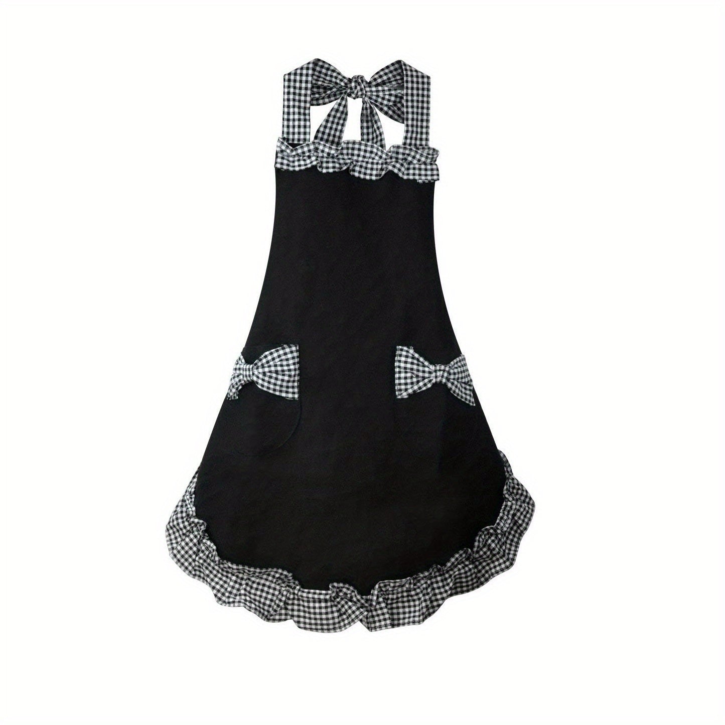 Polyester Retro Ladies Kitchen Apron with Lace Detailing