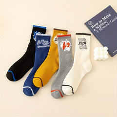 5 Pairs Letter Print Socks Women's Mid Tube Stockings