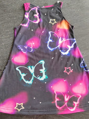 Girls Neon Butterfly Princess Dress 3D Print Sleeveless