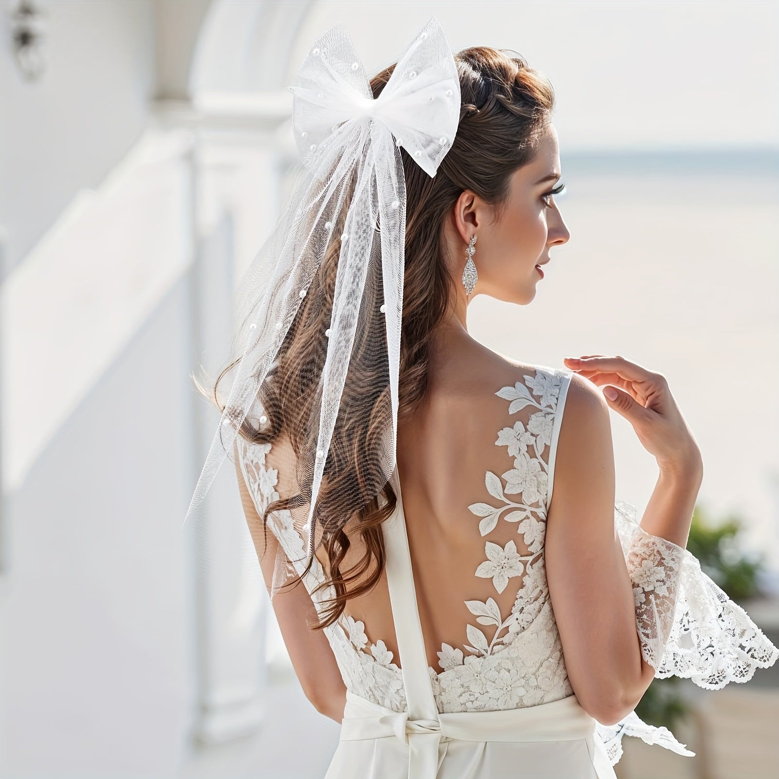 Pearl Embellished Bow Hair Accessory for Weddings