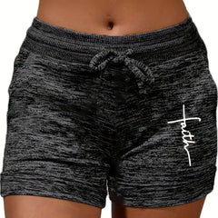 Letter Print Drawstring Shorts for Spring & Summer Women