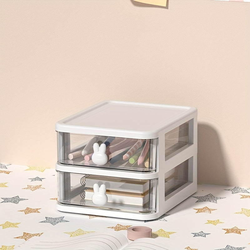 Rabbit Layer Plastic Desktop Storage Drawer Box - Durable Storage Rack