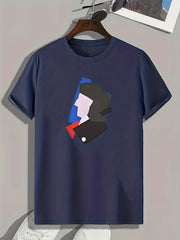 Geometric Man Print Men's Comfy T shirt Active Slightly Stretch Tee