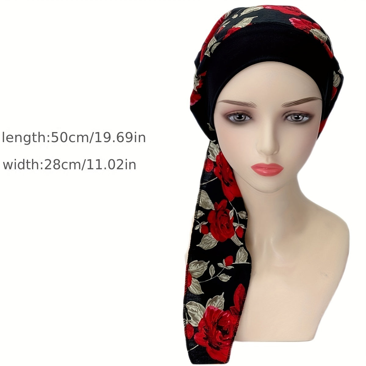 Polka Dot Rose Print Turban Head Wraps Chemo Cap Soft Ramadan Head Scarf