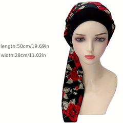 Polka Dot Rose Print Turban Head Wraps Chemo Cap Soft Ramadan Head Scarf