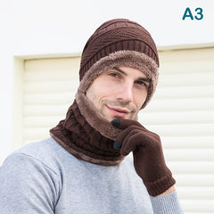 Winter Knitted Hat with Scarf Set
