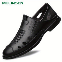 Men's Leather Sandals Breathable Anti-slip Outdoor Walking Sandals