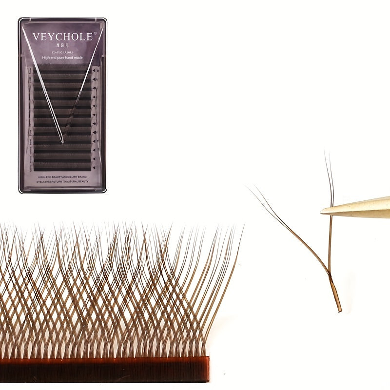 12 Rows YY Shape Cluster Lashes Natural Long Eye Lash Extension
